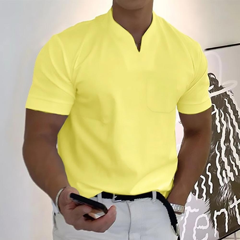 Men's Slim-Fit Notch-Neck Short Sleeve Top