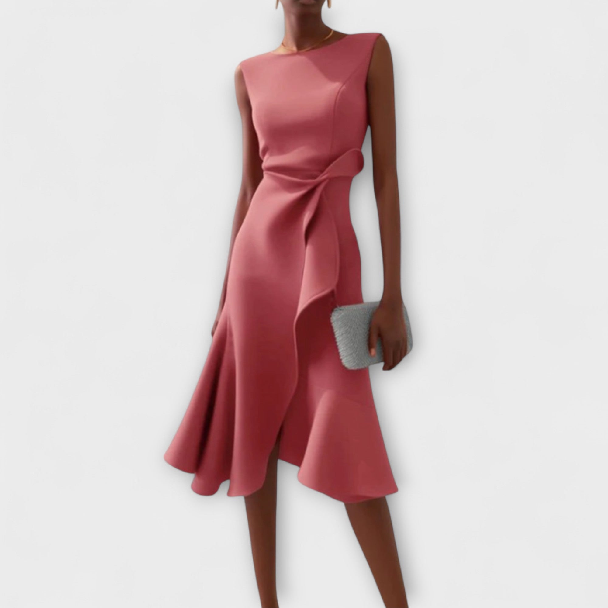 Hera - Women's Sleeveless Asymmetric Drape Midi Dress