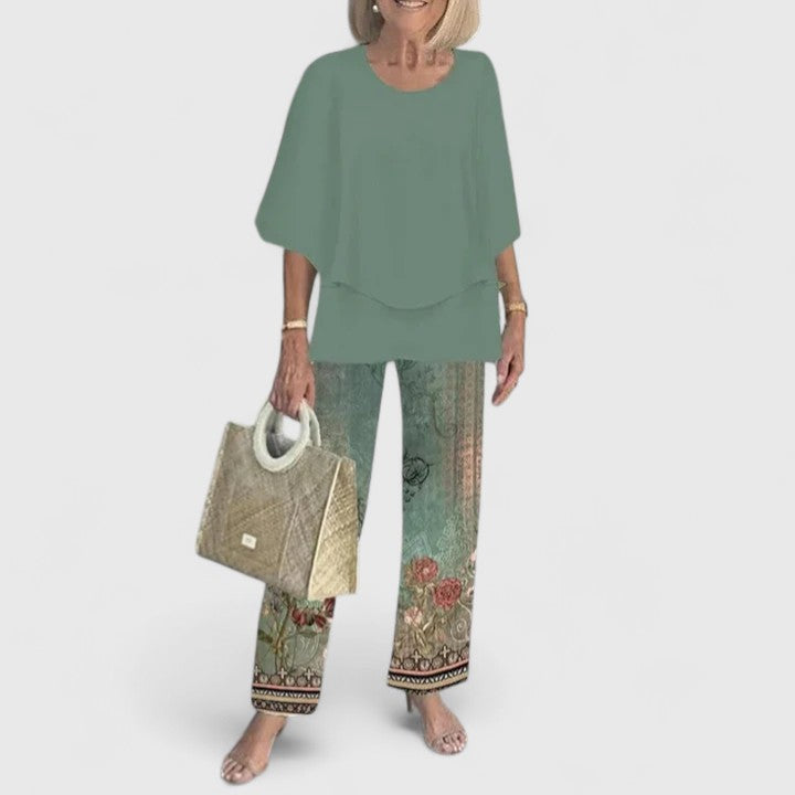 Bria - Women's Sleeveless Top & Wide Leg Pants Two-Piece Set