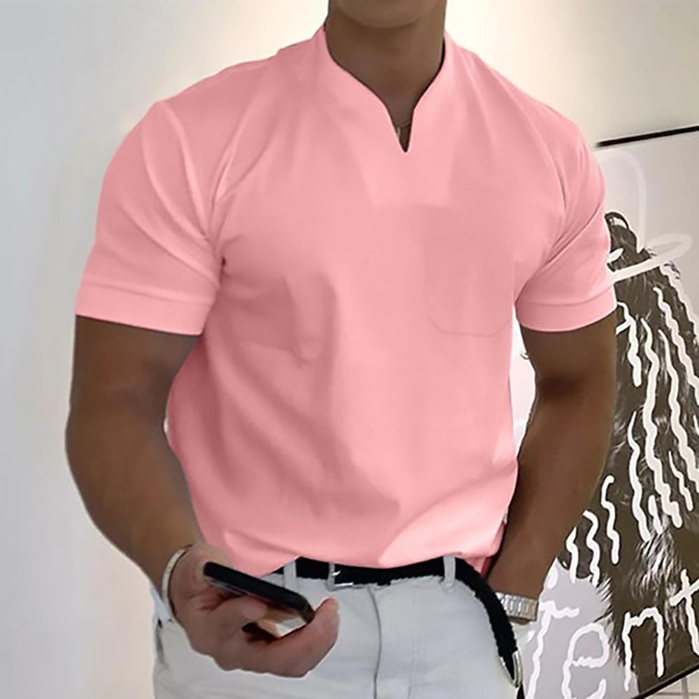 Men's Slim-Fit Notch-Neck Short Sleeve Top