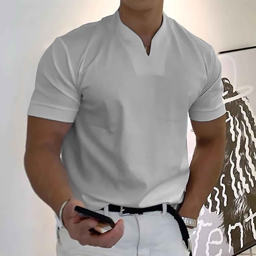 Men's Slim-Fit Notch-Neck Short Sleeve Top