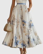 Greta - Women's Pleated V-Neck Long Sleeve Maxi Dress
