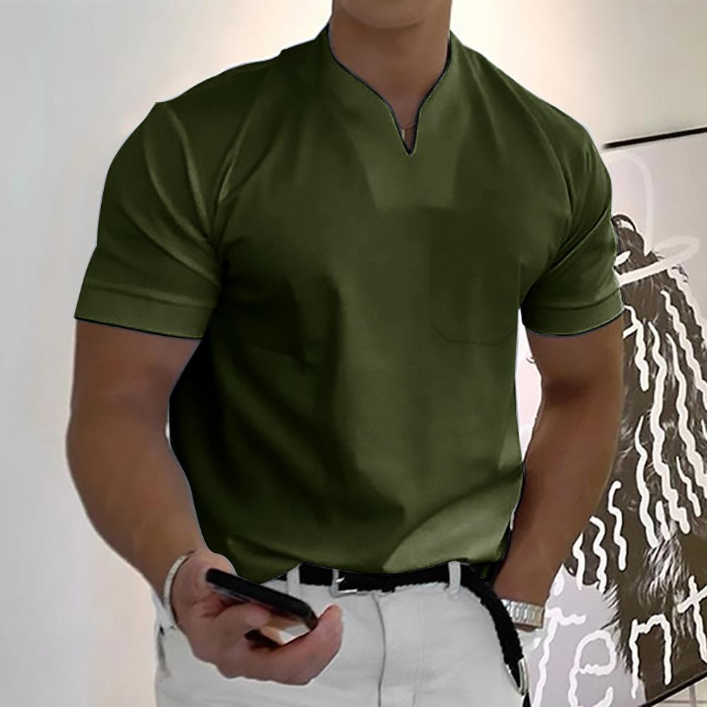 Men's Slim-Fit Notch-Neck Short Sleeve Top