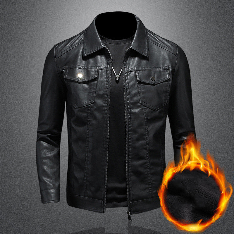 Men's Classic Leather Trucker Jacket