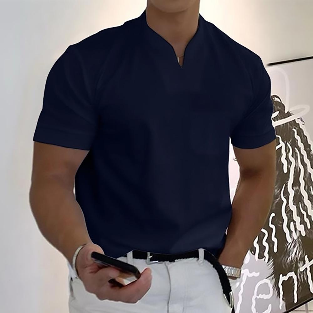 Men's Slim-Fit Notch-Neck Short Sleeve Top