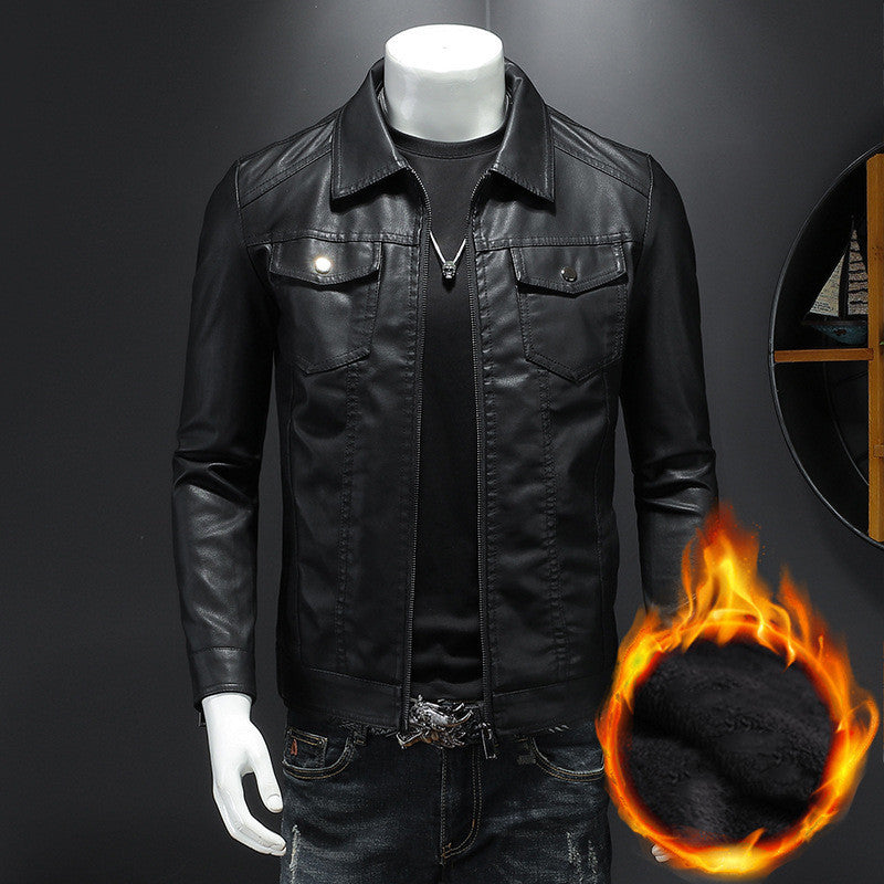 Men's Classic Leather Trucker Jacket