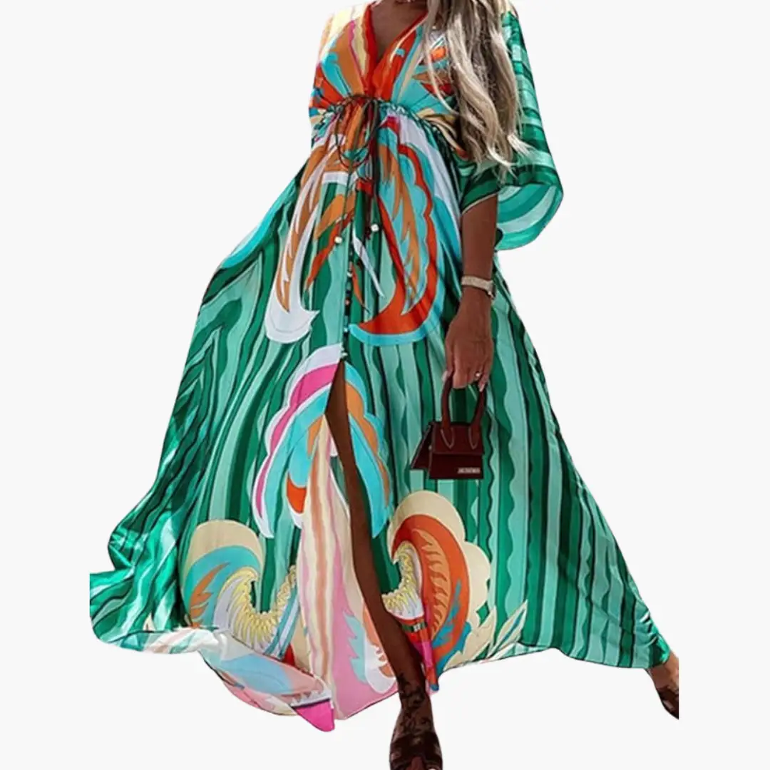 Women's Floral V-Neck Summer Maxi Dress
