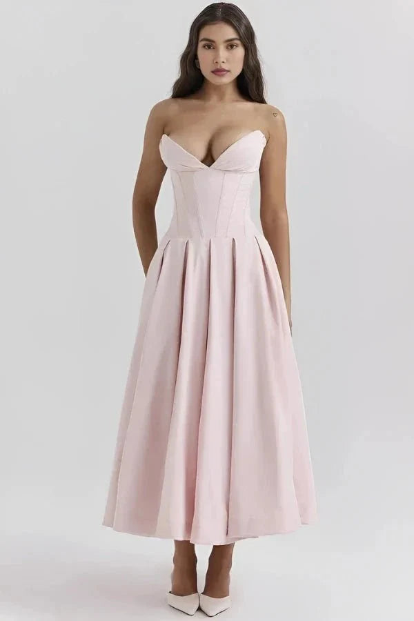 Laarni - Women's Strapless Corset Midi Dress