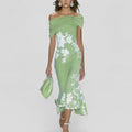 Adele - Women's Floral Print Short Sleeve Midi Dress