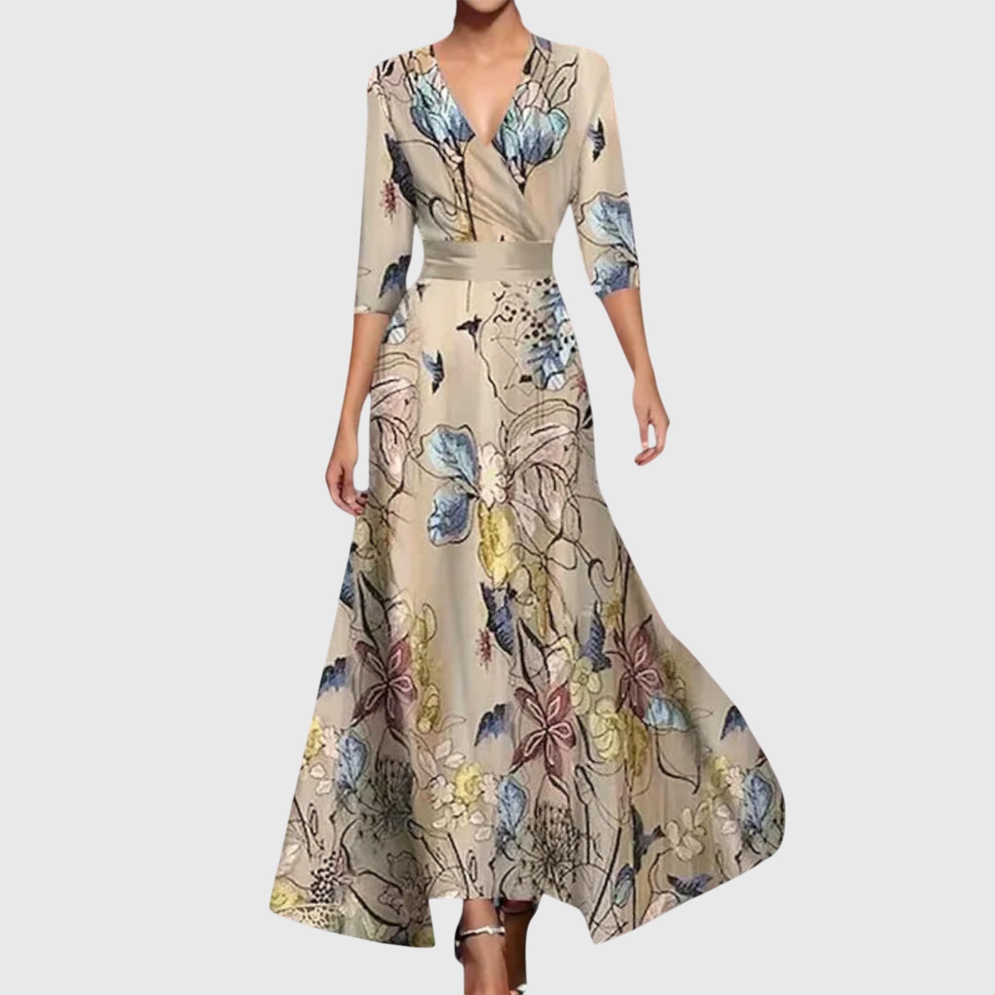 Elena - Women's Floral Long Sleeve Maxi Dress