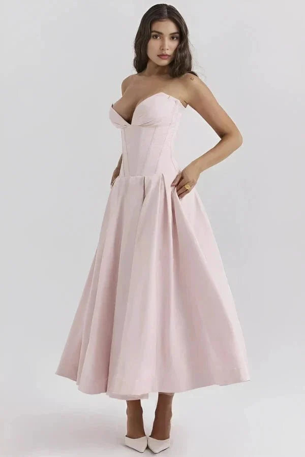Laarni - Women's Strapless Corset Midi Dress