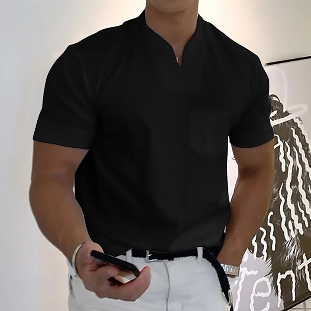 Men's Slim-Fit Notch-Neck Short Sleeve Top