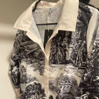 Women's Vintage Toile Print Tunic Mini Dress