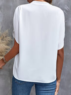 Women's V-Neck Short Sleeve Blouse in Lightweight Fabric