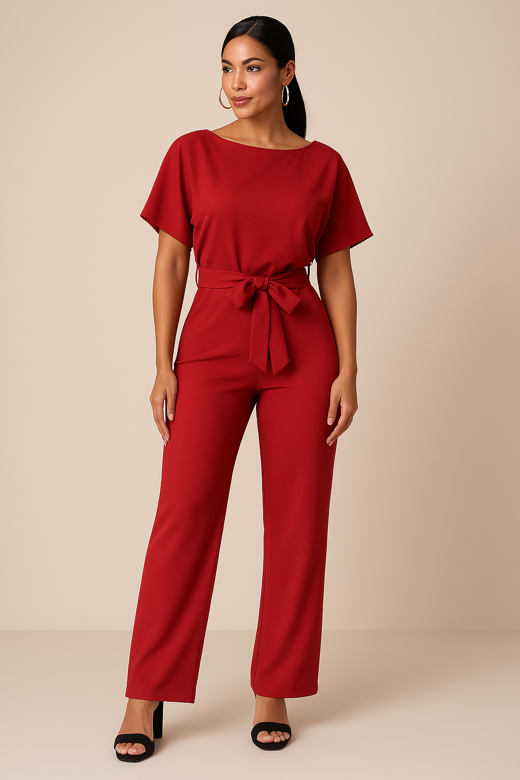 Bea - Women's Wide Leg Jumpsuit with Defined Waist