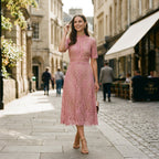 Elegant Lace Midi Dress for Wedding Guests and Formal Events