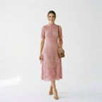 Elegant Lace Midi Dress for Wedding Guests and Formal Events