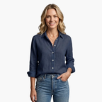 Women's Floral Print Long Sleeve Button-Down Shirt