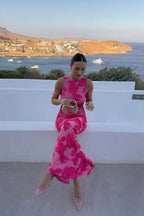 Talia - Women's Floral Embroidered Sleeveless Maxi Dress