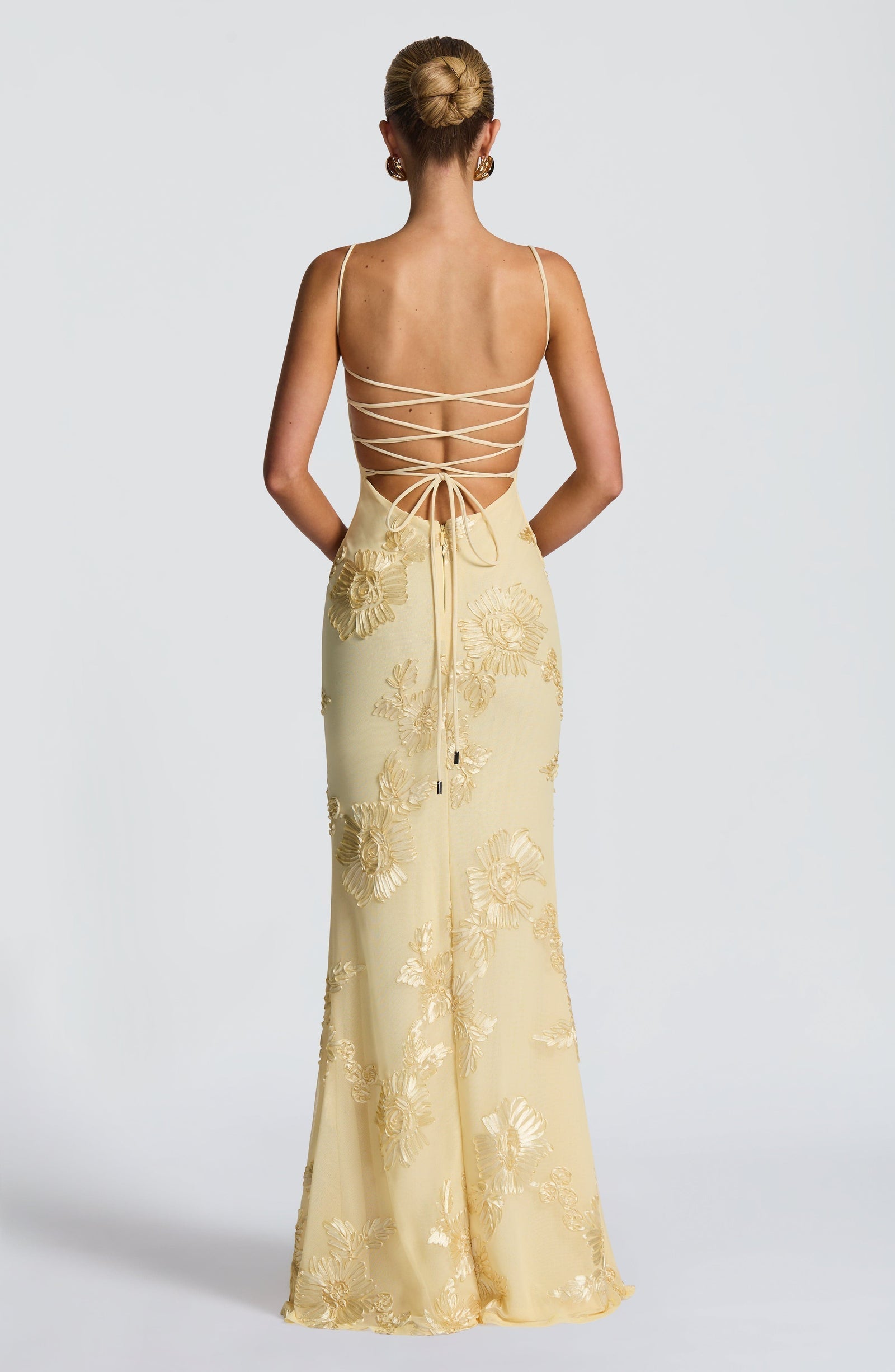 Thea - Women's Floral Jacquard Corset Bodice Maxi Dress
