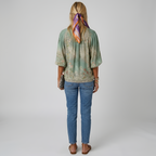 Women's Sage Floral Button-Front Blouse - Long Sleeve