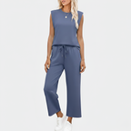 Women's Sleeveless Top and Wide Leg Pants Lounge Set