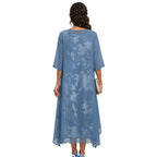 Women's Floral Short Sleeve Maxi Dress & Cardigan Two-Piece Set