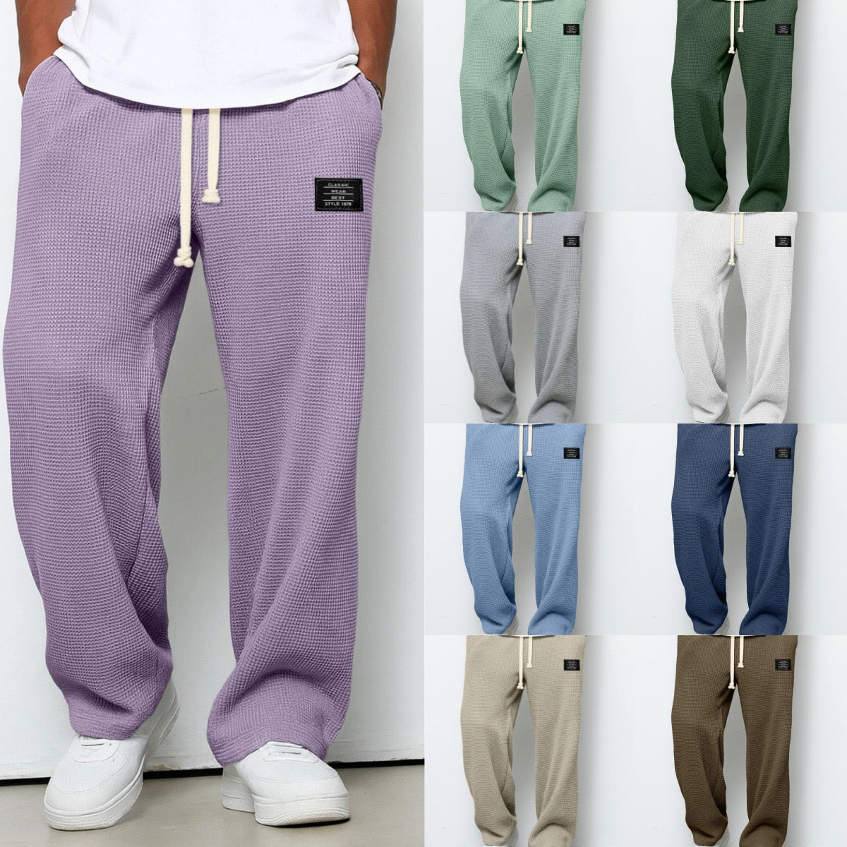 Men's Waffle-Knit Relaxed Trousers
