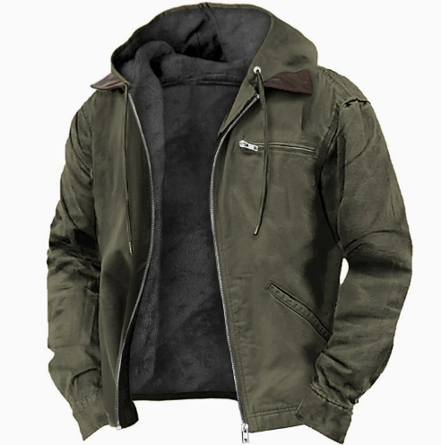 Men's Fleece-Lined Hooded Utility Jacket