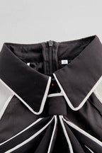 Women's Halter Neck Blouse - White with Black Contrast Trim