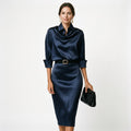 Katherine - Cocktail Satin Midi Dress for Wedding Guests