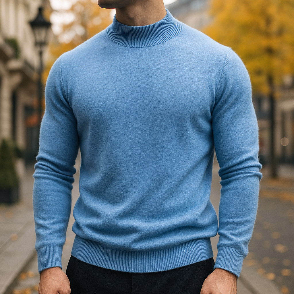 Leriano - Men's Fine-Knit Mock-Neck Sweater