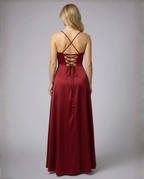 Skye - Women's Maxi Dress with High Side Slit and Defined Waist