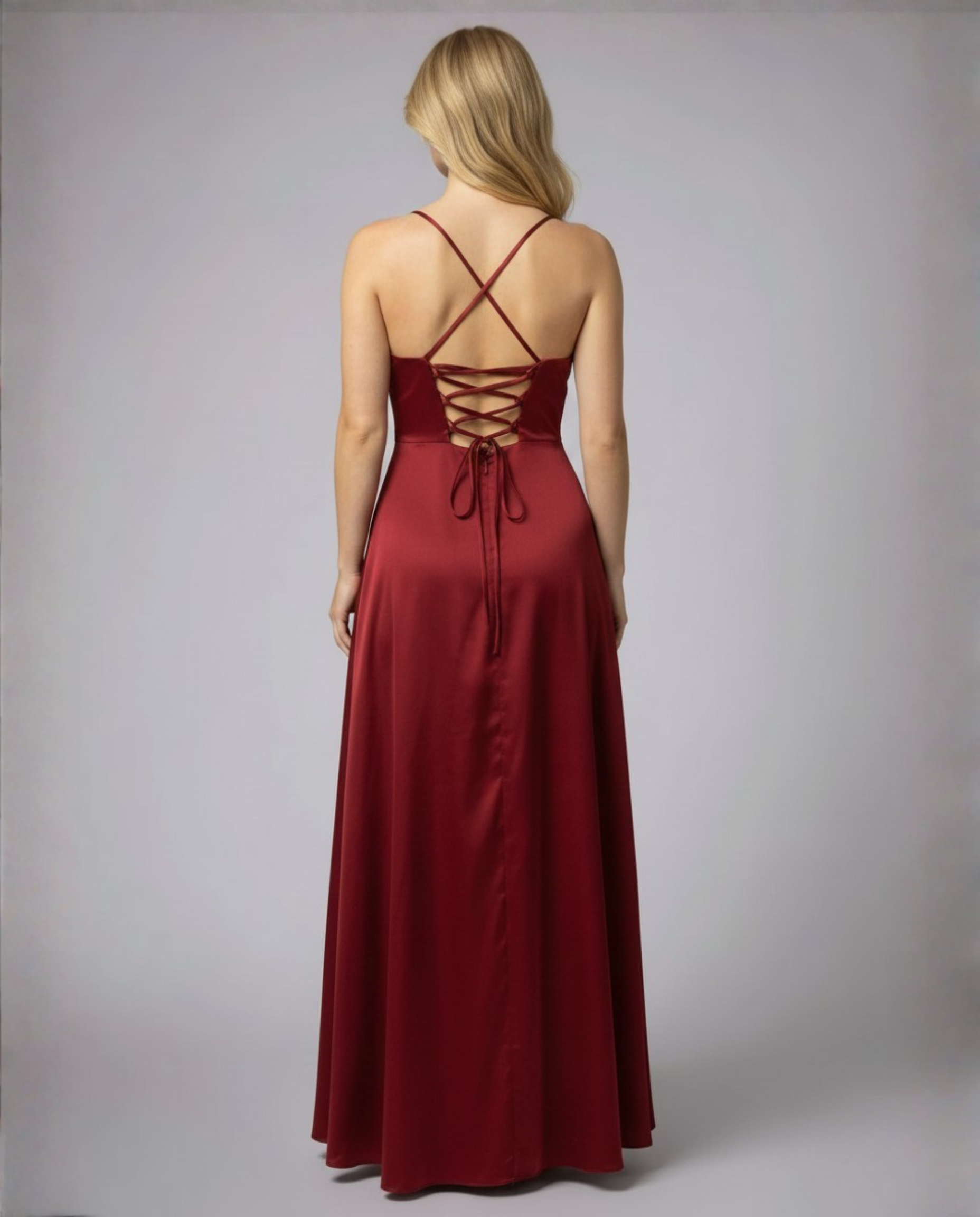 Skye - Women's Maxi Dress with High Side Slit and Defined Waist