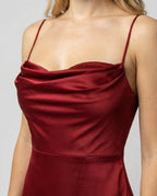 Skye - Women's Maxi Dress with High Side Slit and Defined Waist