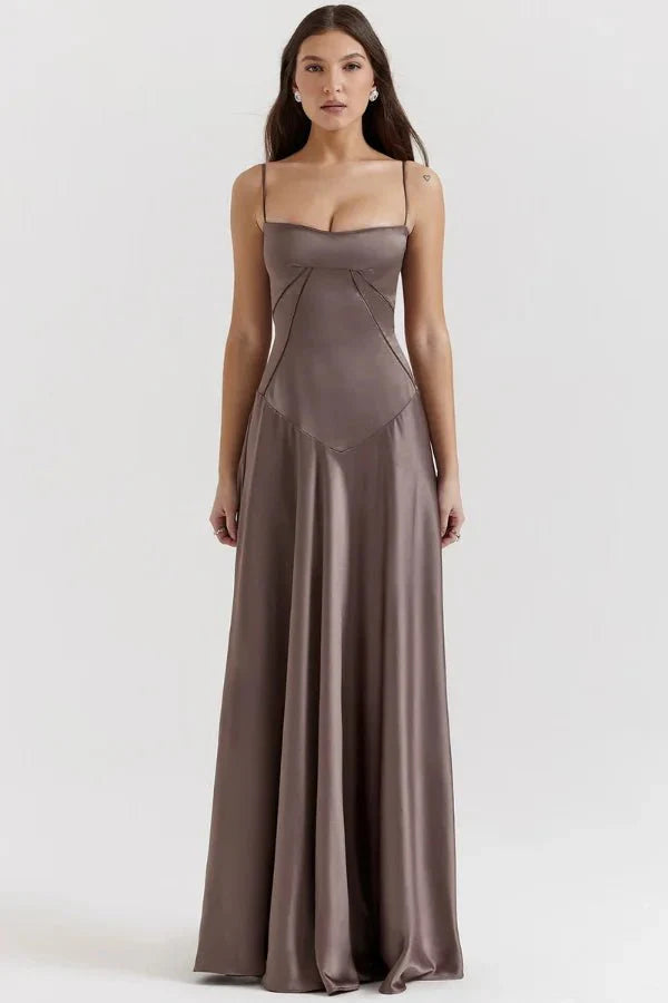Gabriella - Women's Satin Corset Maxi Dress
