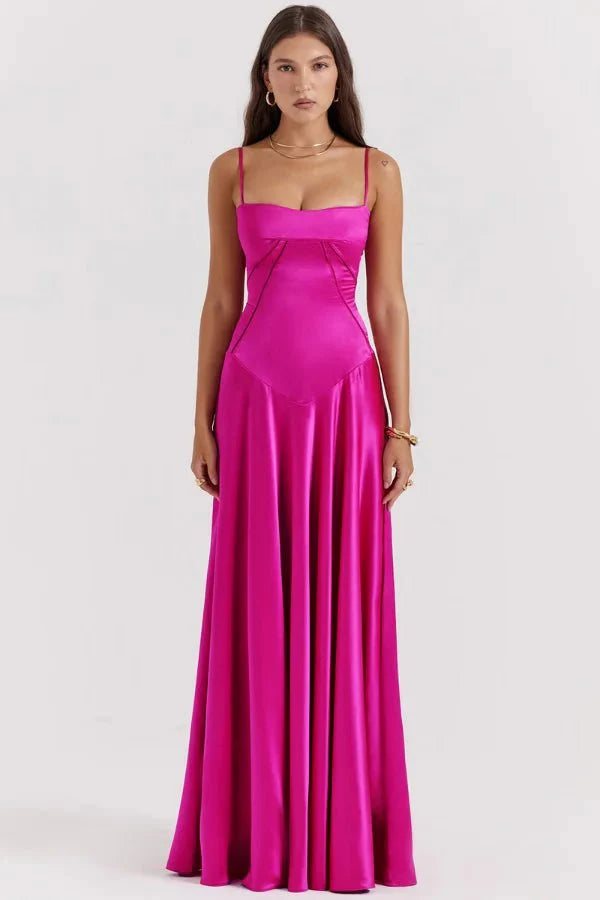 Gabriella - Women's Satin Corset Maxi Dress