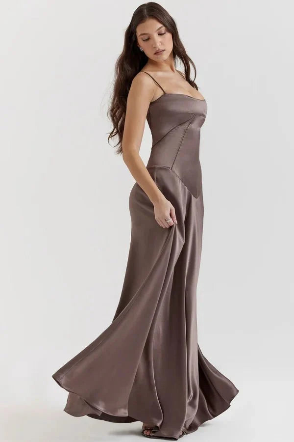 Gabriella - Women's Satin Corset Maxi Dress