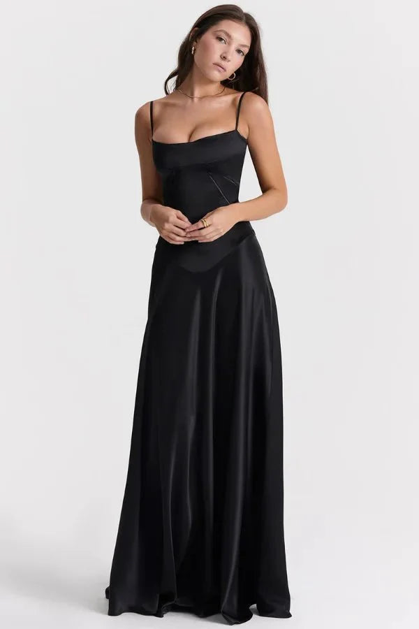 Gabriella - Women's Satin Corset Maxi Dress