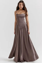 Gabriella - Women's Satin Corset Maxi Dress