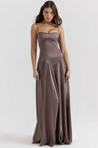 Gabriella - Women's Satin Corset Maxi Dress