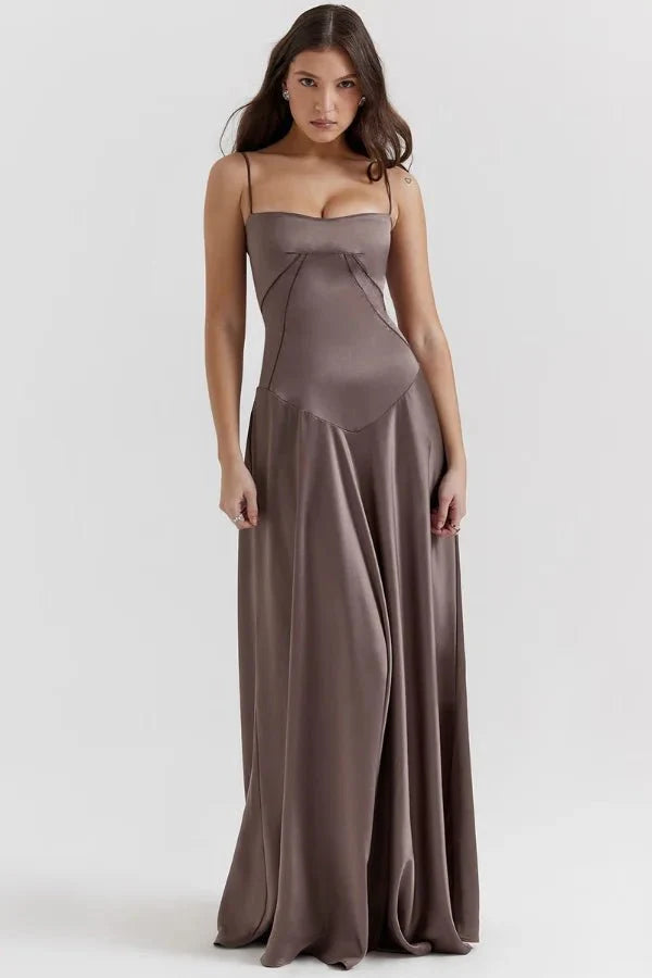 Gabriella - Women's Satin Corset Maxi Dress