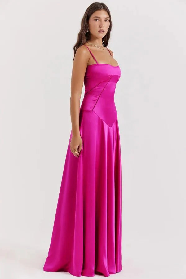 Gabriella - Women's Satin Corset Maxi Dress