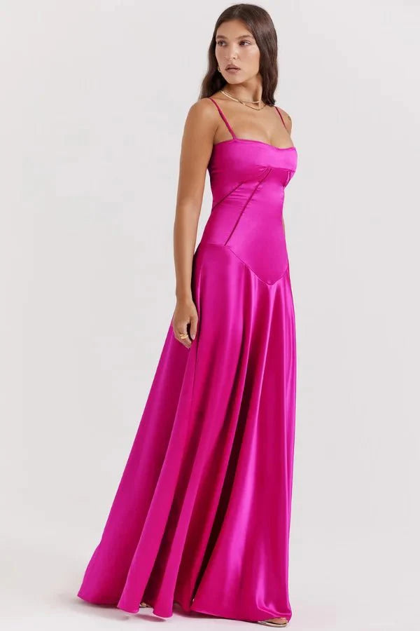 Gabriella - Women's Satin Corset Maxi Dress