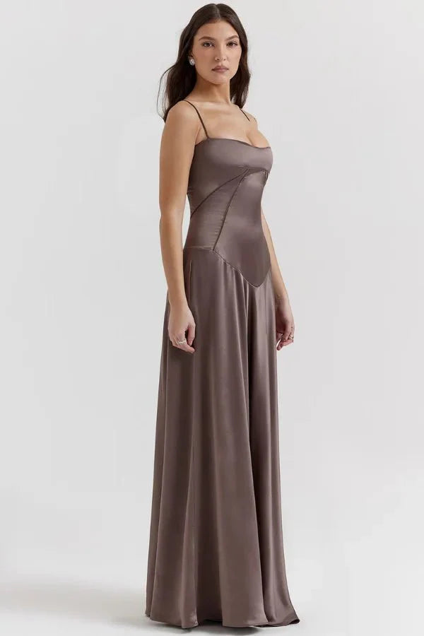 Gabriella - Women's Satin Corset Maxi Dress
