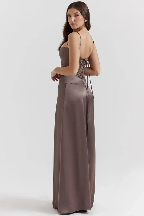 Gabriella - Women's Satin Corset Maxi Dress