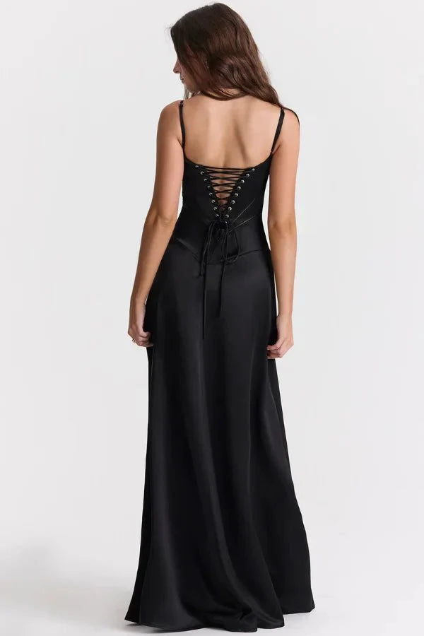 Gabriella - Women's Satin Corset Maxi Dress