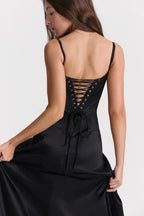 Gabriella - Women's Satin Corset Maxi Dress