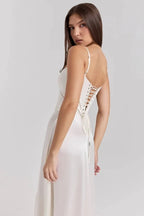 Gabriella - Women's Satin Corset Maxi Dress