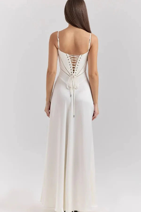 Gabriella - Women's Satin Corset Maxi Dress